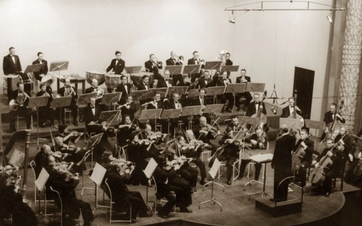 WASO performing on stage at the Capital Theatre in 1958.