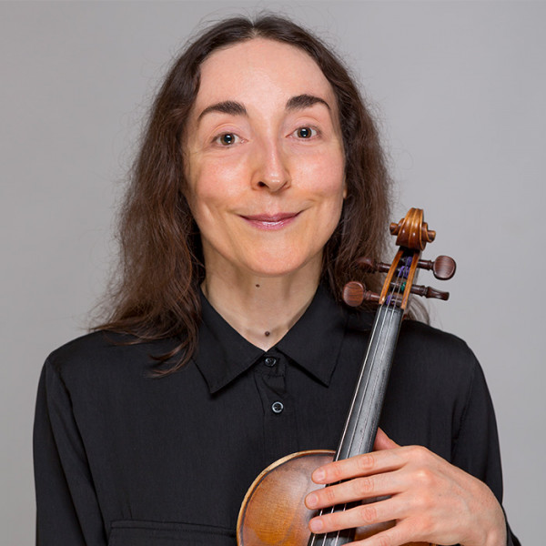 Beth Hebert holding a violin