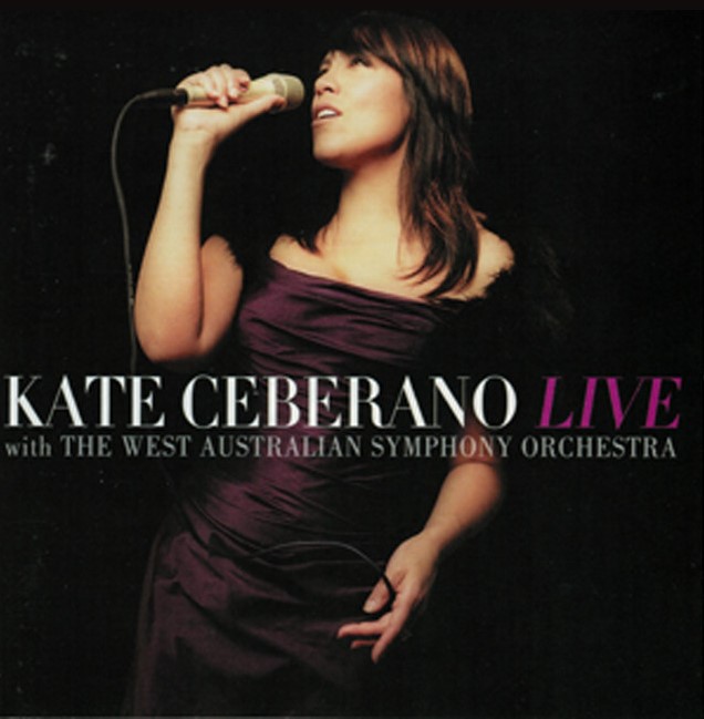 CD cover, Kate Ceberano Live, featuring Kate holding a microphone