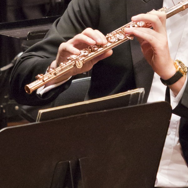 Close up of a flute being played