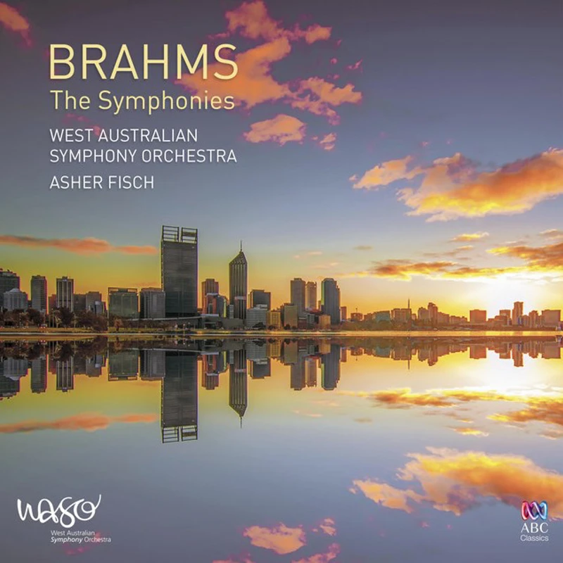 CD cover, Brahms - The Symphonies, featuring the Perth skyline at sunrise