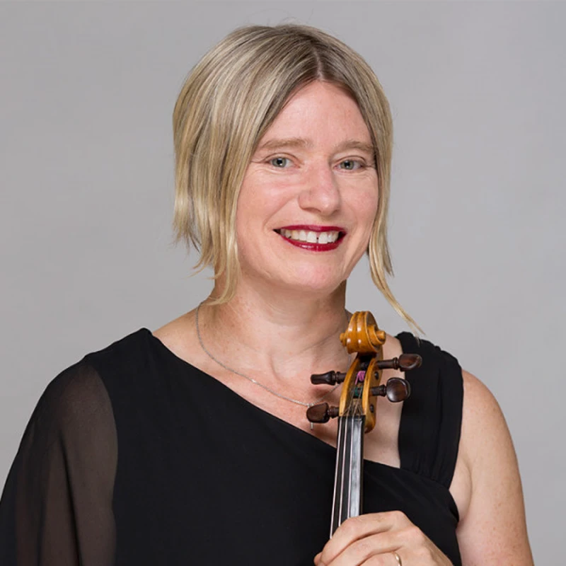 Louise Sandercock holding a violin