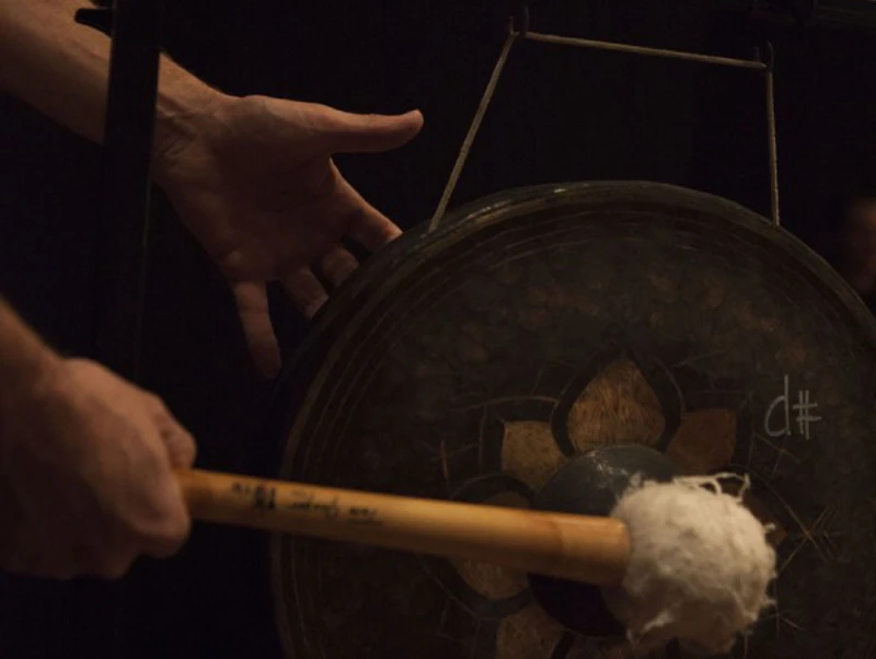 Meet our Percussionists Close up of a gong being hit