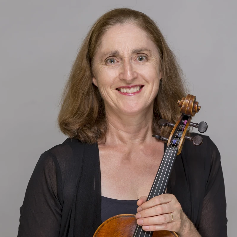 Alison Hall holding viola