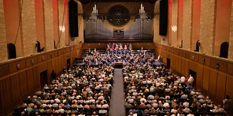 WASO performing on stage to a full audience at Winthrop Hall.
