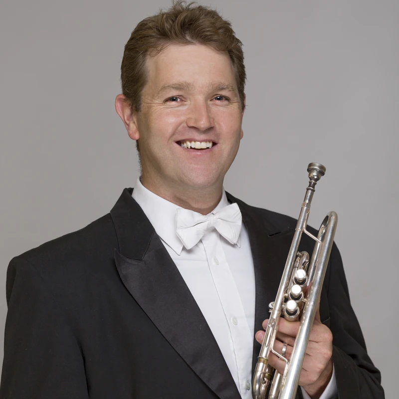 Peter Miller holding his trumpet