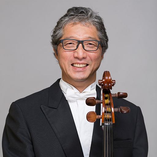 Shigeru Komatsu holding his cello